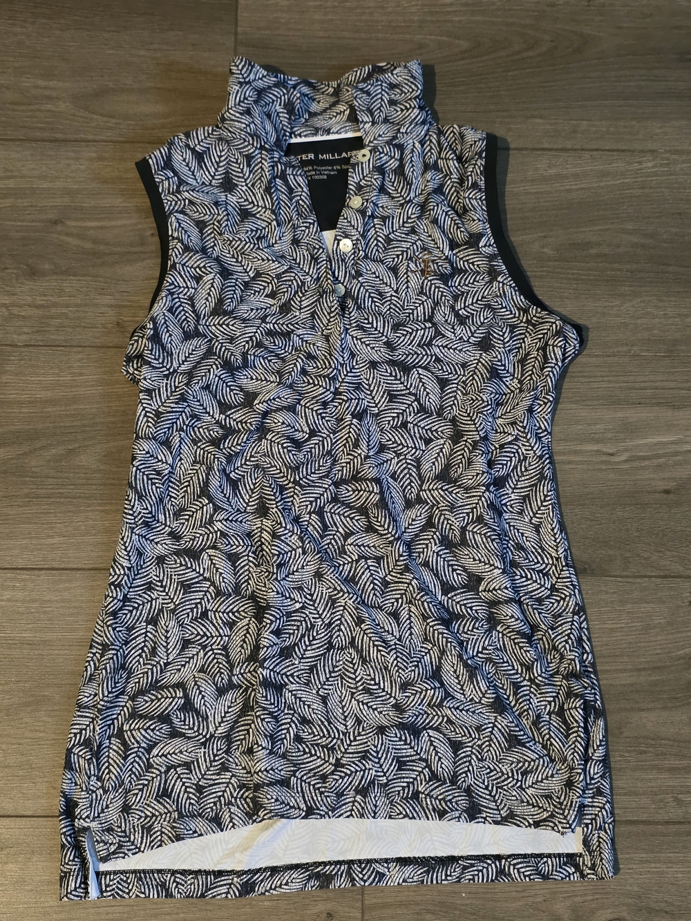Peter Millar Women’s Navy Leaf-Print Sleeveless Polo
